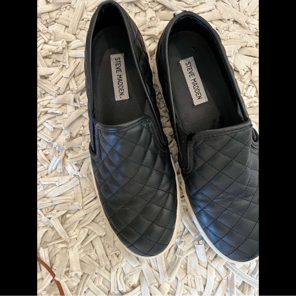 Steve Madden Black Quilted Slip-On Sneakerssize 9. Good condition